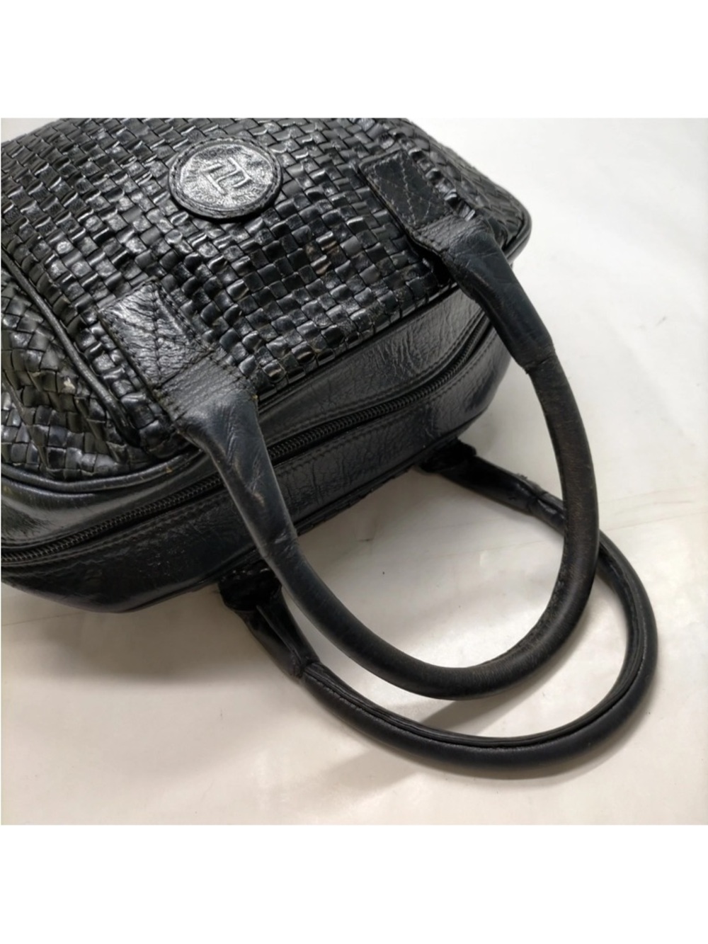 Fendi Black Woven Leather Satchel Handbag - Picture 4 of 9